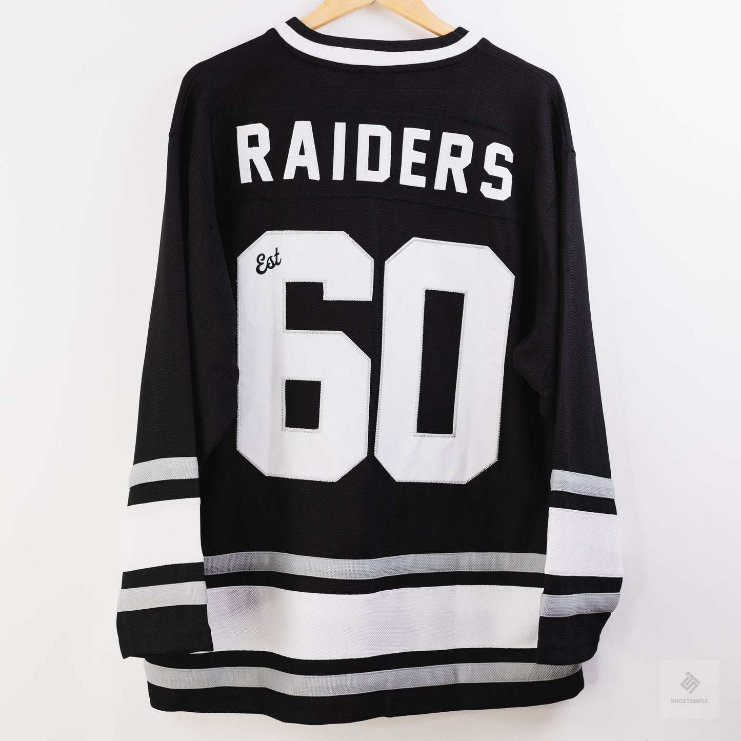 Long Sleeve V Neck Jersey - NFL Black Raiders - shield