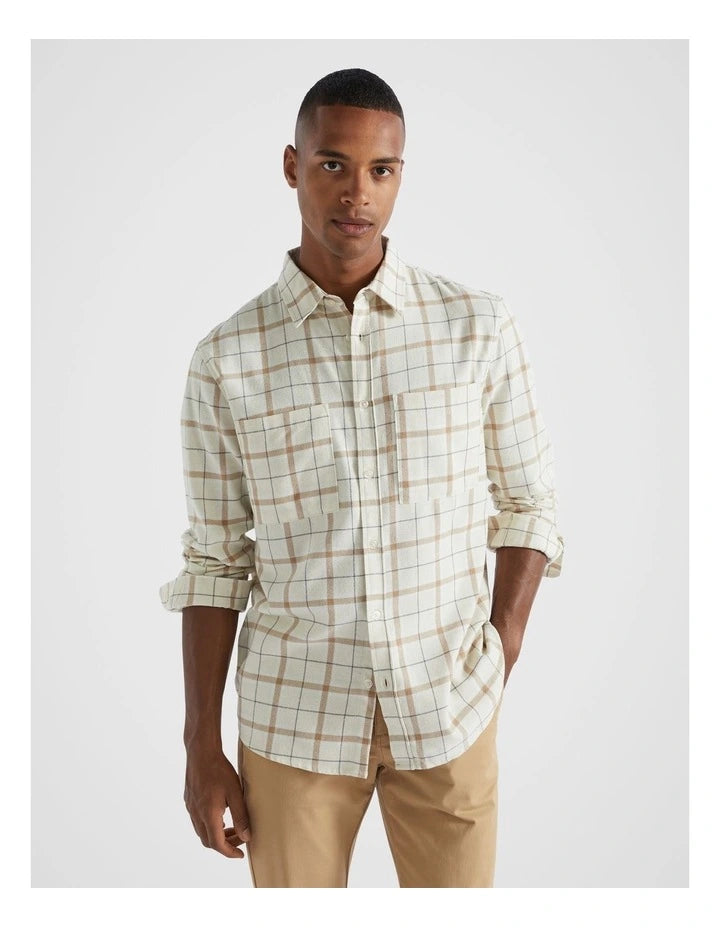 Seed Brushed Check Flannel Shirt in Multi