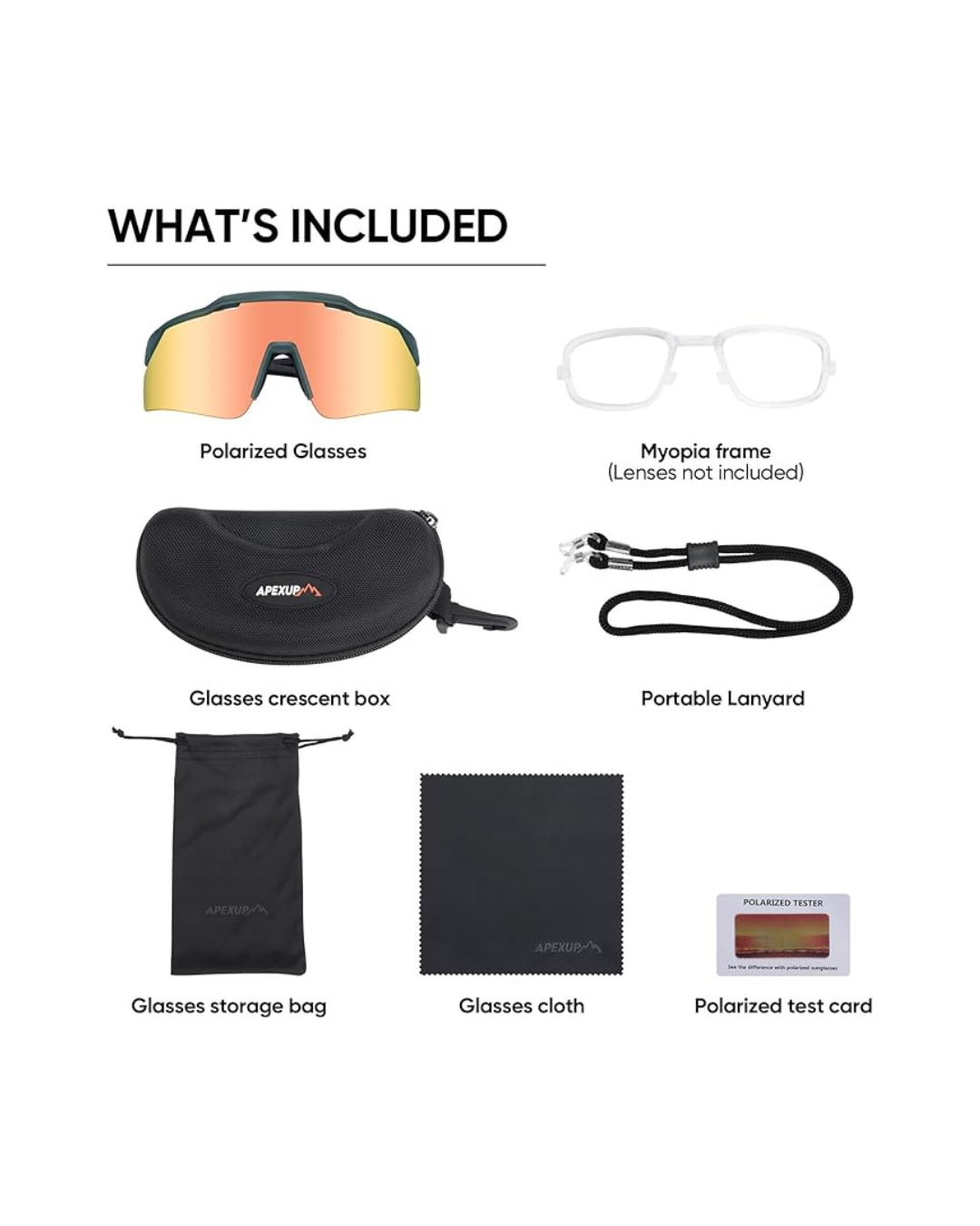 APEXUP Sports Polarized Sunglasses for Men Women, UV400 Protection Men's Sunglasses for Cycling, Running, Hiking etc