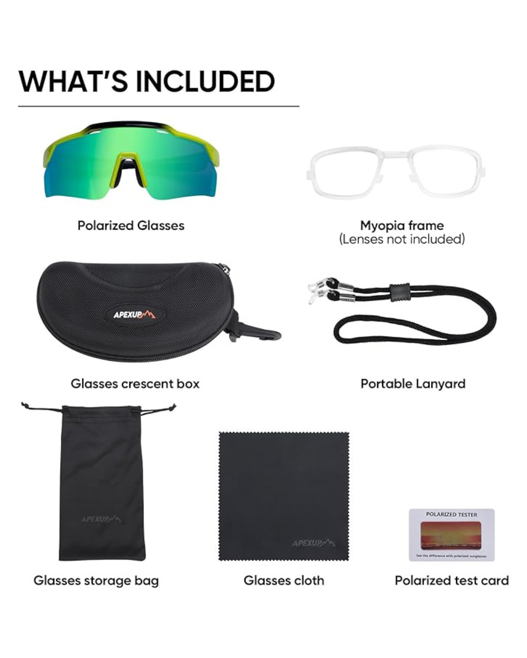 APEXUP Sports Polarized Sunglasses for Men Women, UV400 Protection Men's Sunglasses for Cycling, Running, Hiking etc