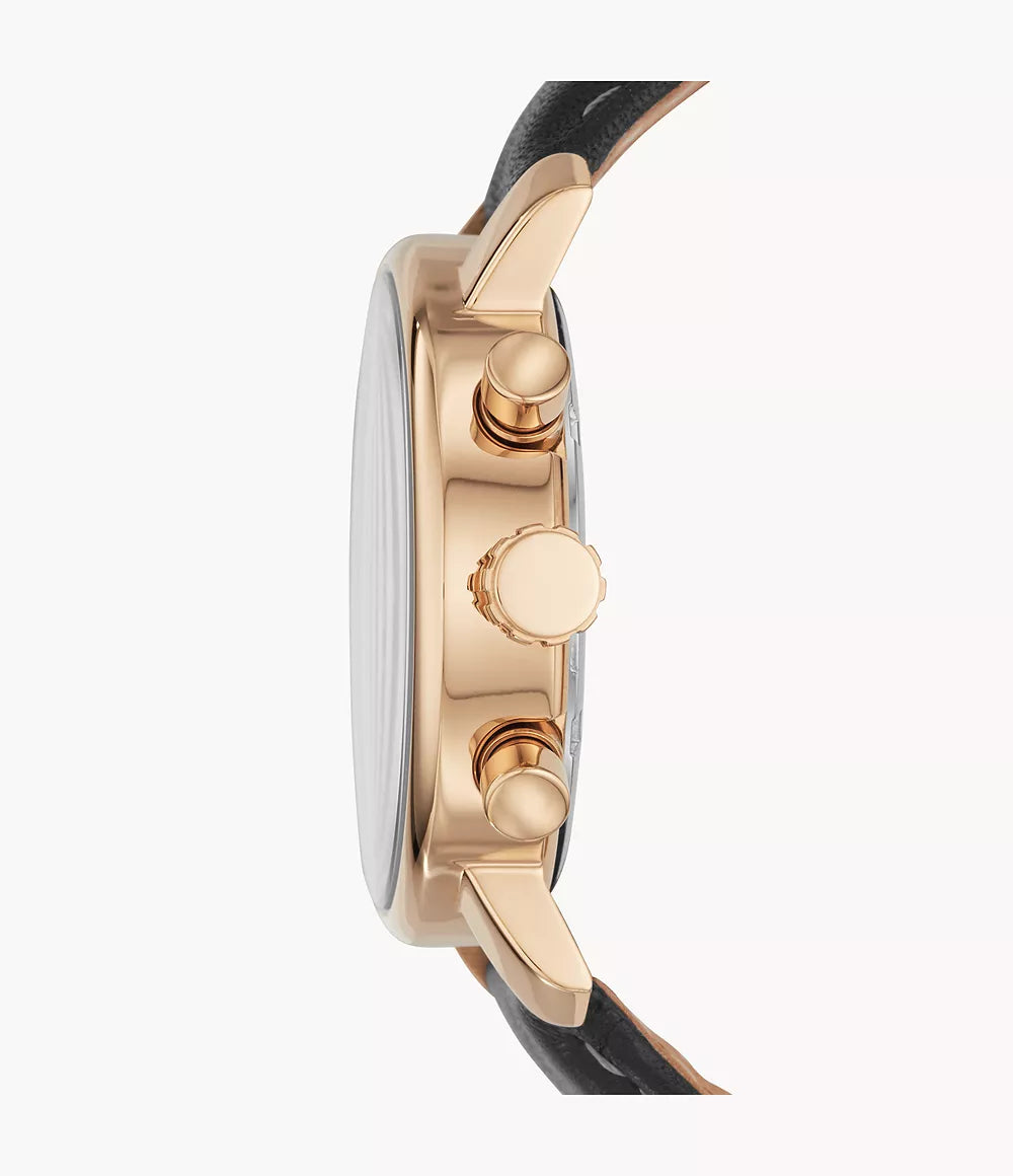 Rhett Chronograph Black Leather Watch