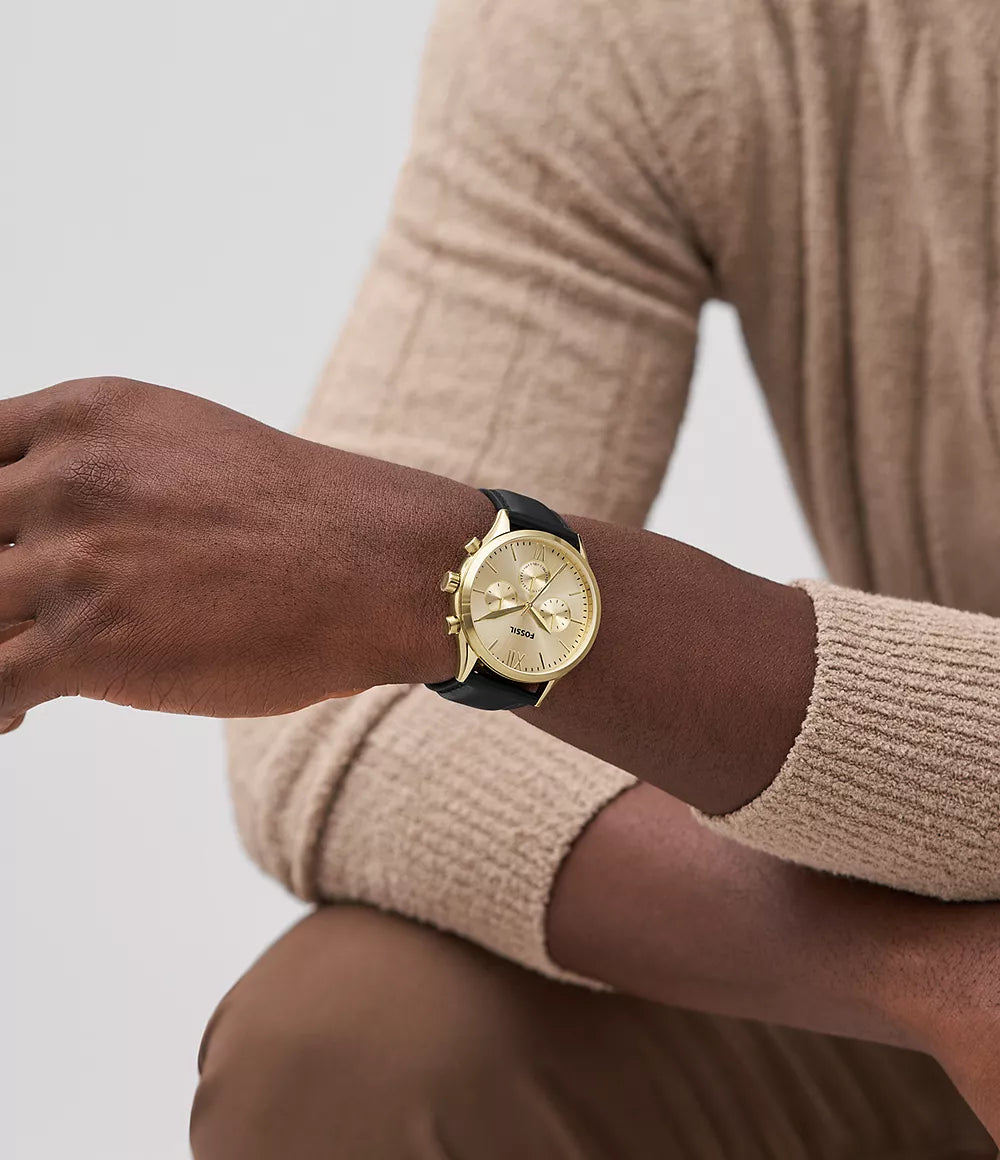 Fenmore Multifunction Black Leather Watch