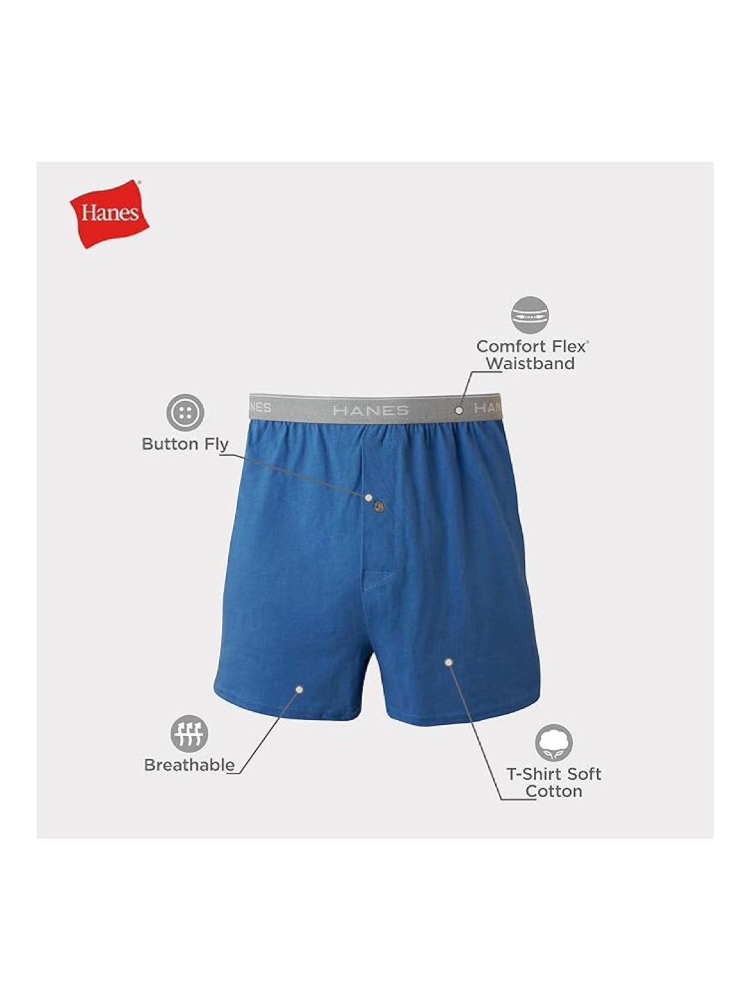 5 in a Pack Hanes Men's Boxer Briefs – Cool & Breathable Cotton, Comfortflex Waistband