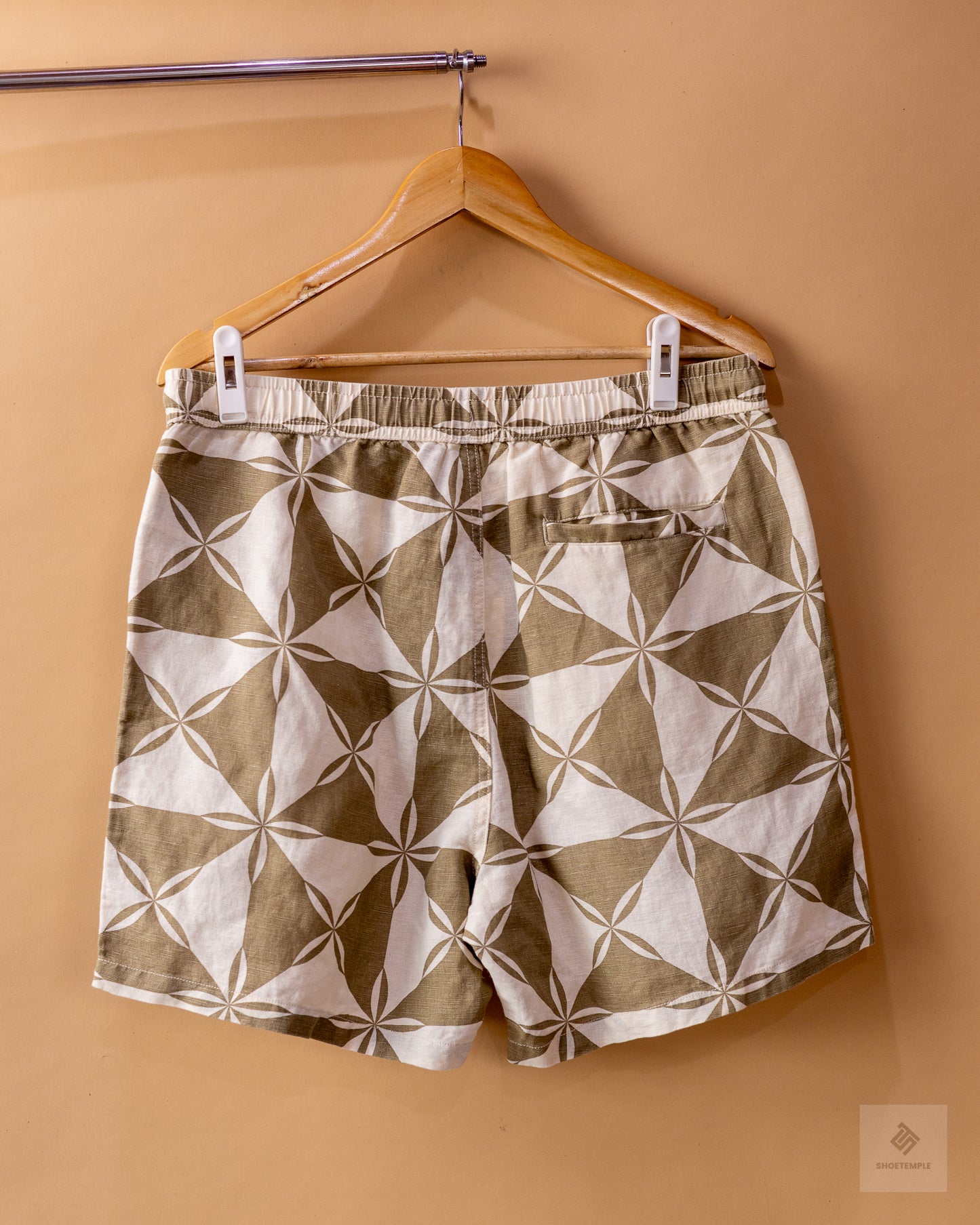 Seed Heritage Pattern Linen Shorts Brown