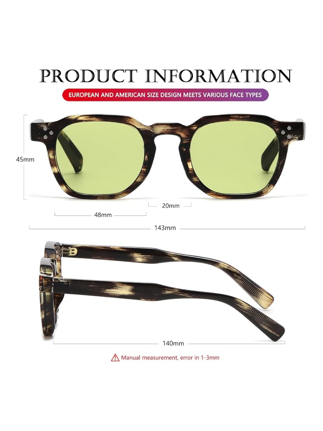 Retro Sunglasses for Women and Men – Square Thick-Framed Shades Trendy Vintage Sunglasses