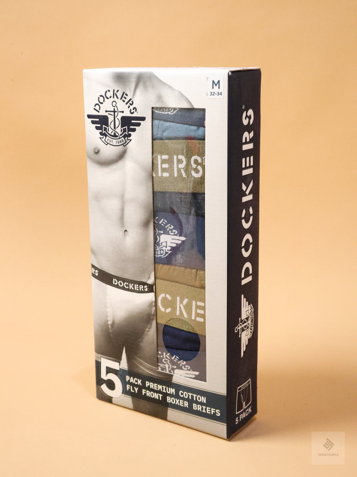 DOCKERS Men's Breathable Cotton Boxer Briefs, Pack of 5