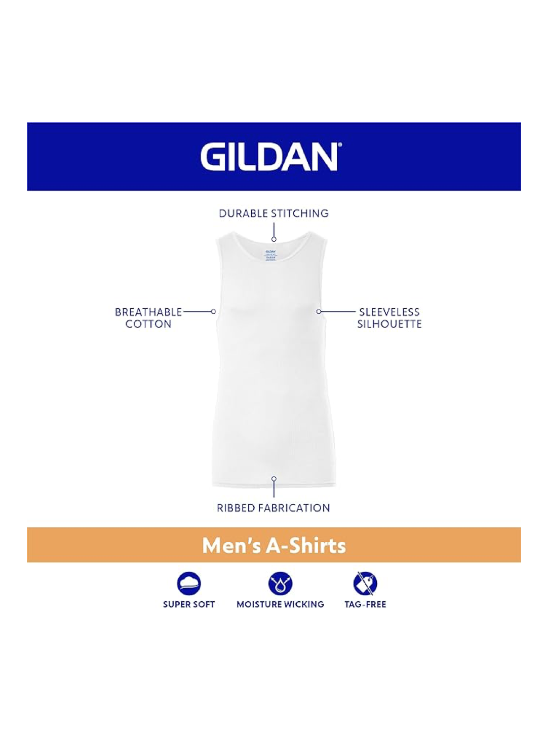 6 in pack Gildan Men's A-Shirts Tanks Multipack
