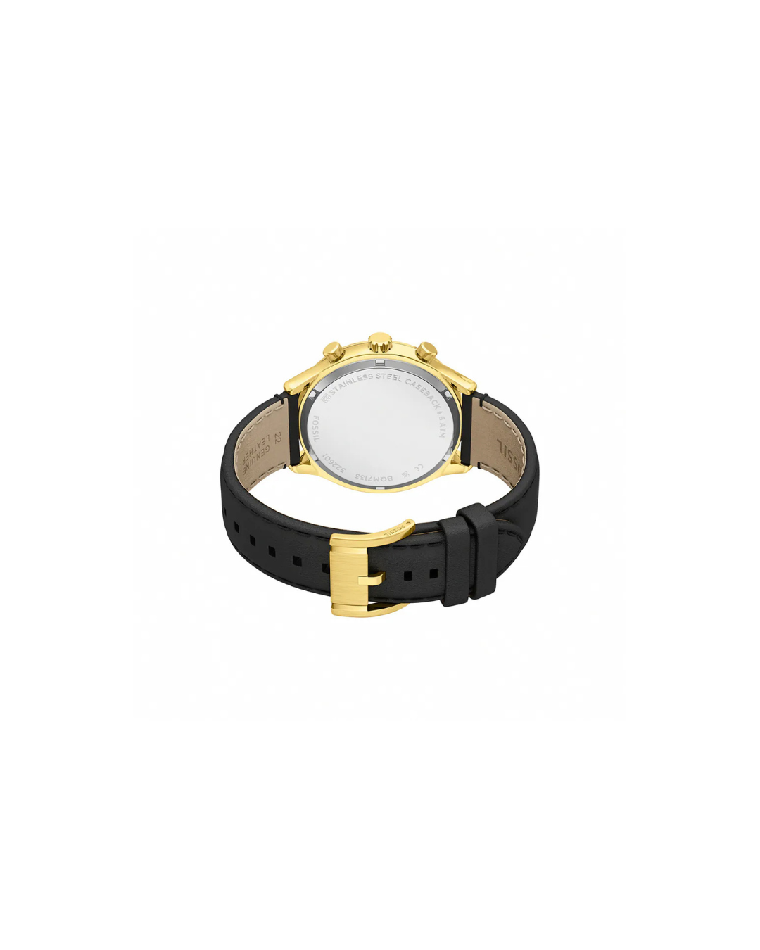 Men's Fenmore Multifunction Gold-Tone Black Leather Watch 44mm