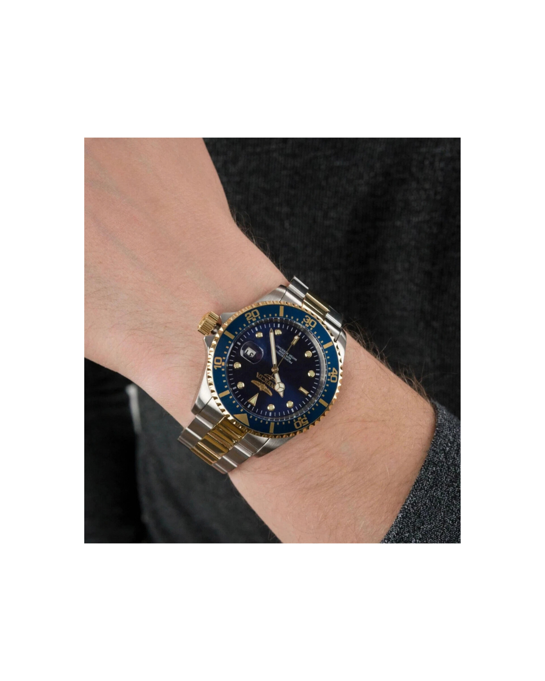 INVICTA 22058 PRO DIVER COIN EDGE BLUE WATCH TU TONE STAINLESS STEEL 43MM
