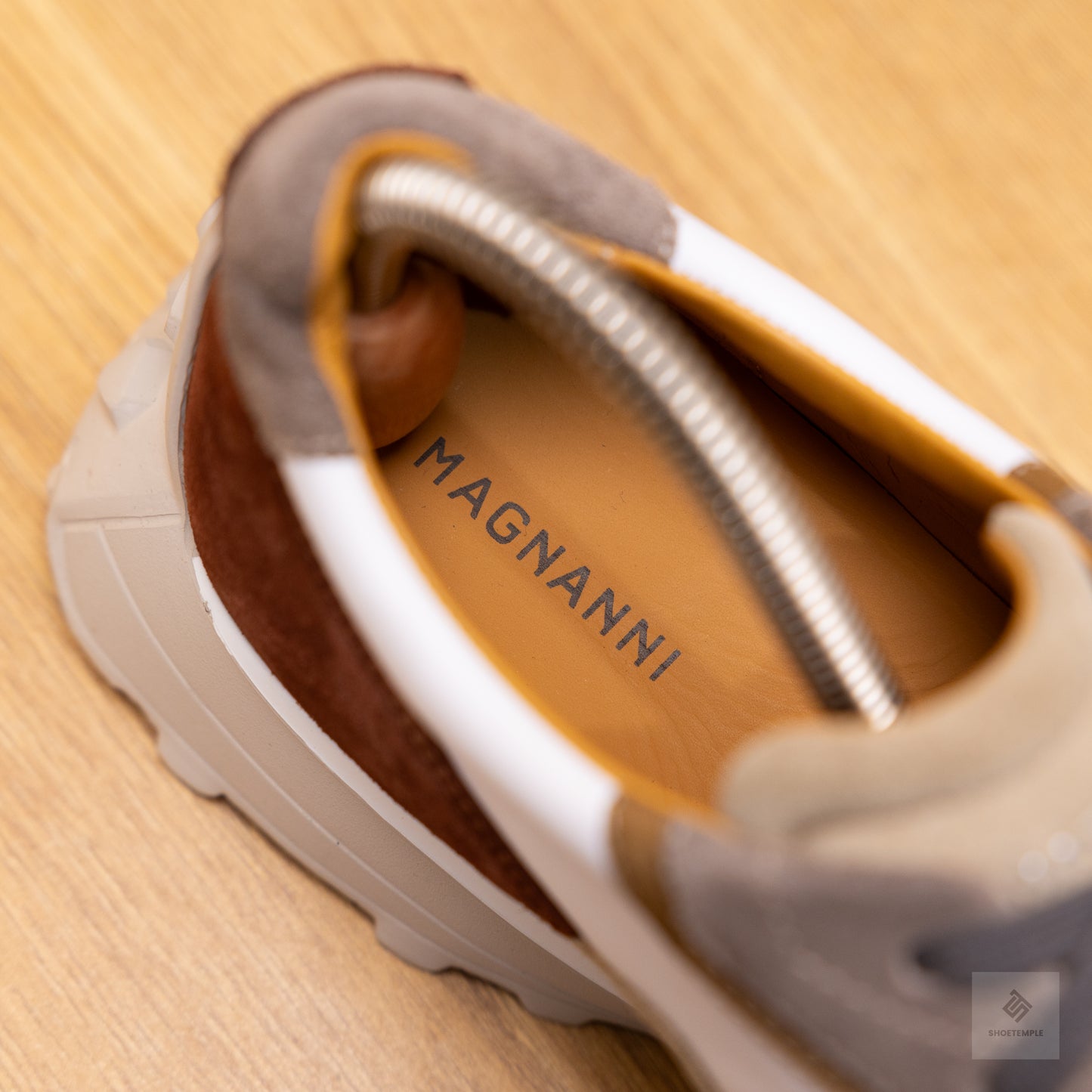 Magnanni Onyx Patchwork Burnished Leather & Suede Trainers