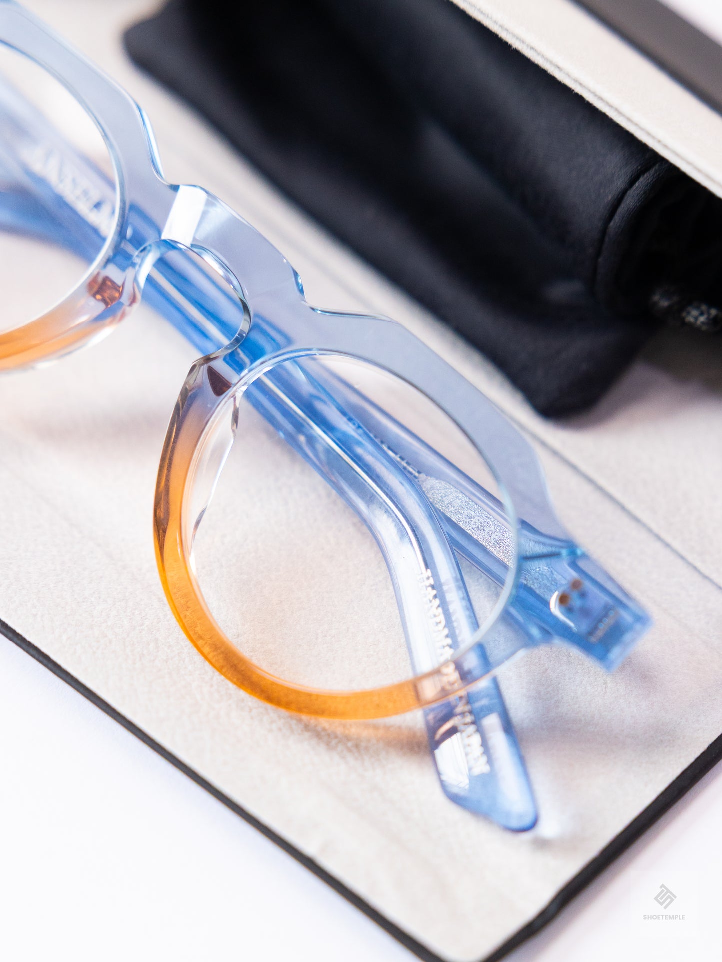 Anselmo Retro Gradient Glasses - Acetate Frame, Unisex Clear Lens Eyewear
