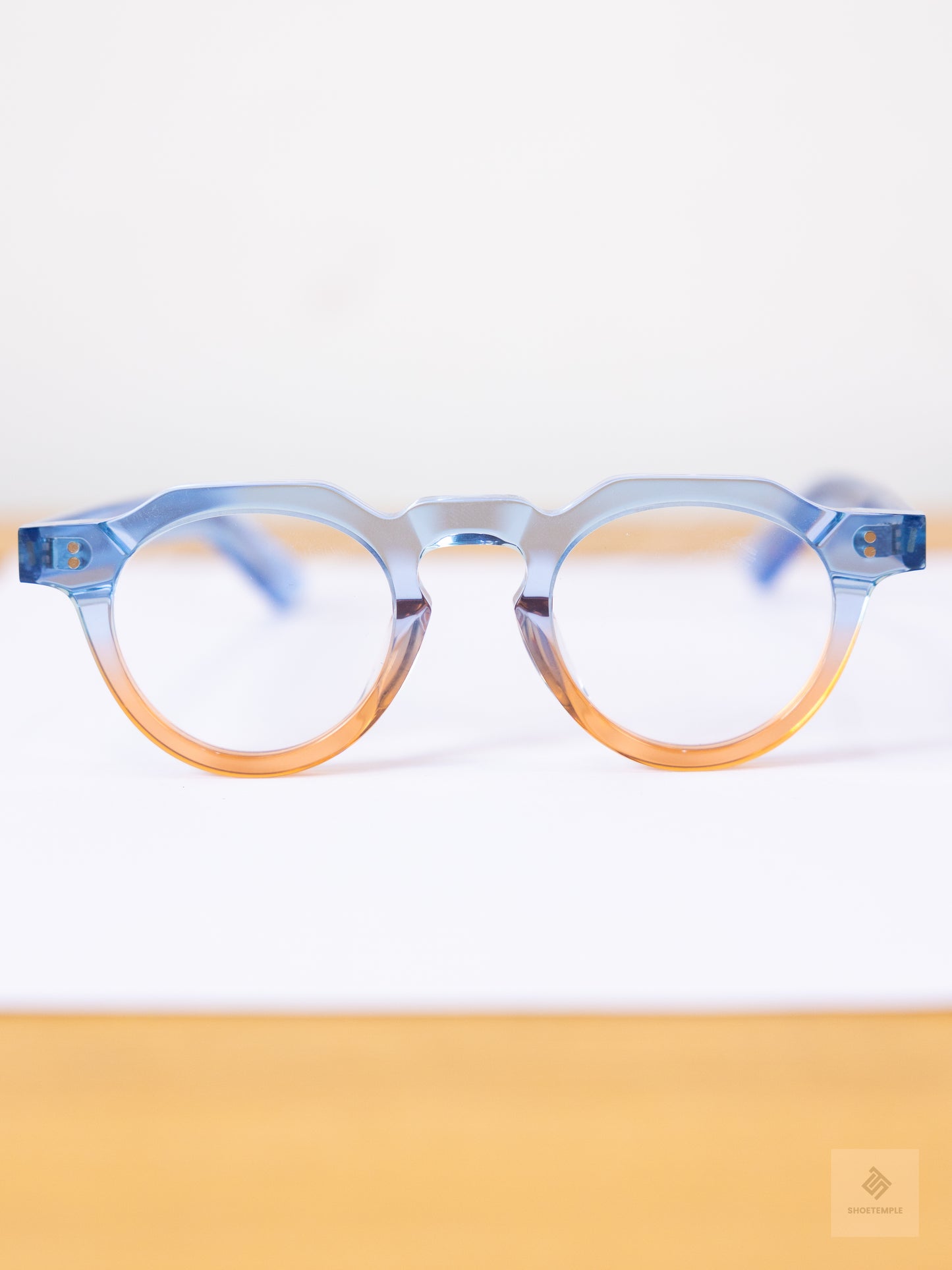 Anselmo Retro Gradient Glasses - Acetate Frame, Unisex Clear Lens Eyewear