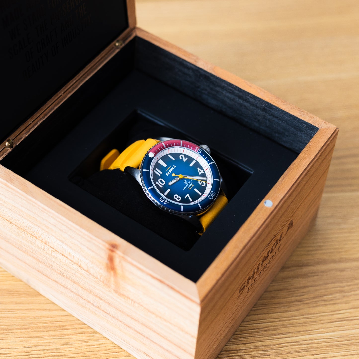 Shinola Duck 42mm Blue/Canary Yellow wrist watch