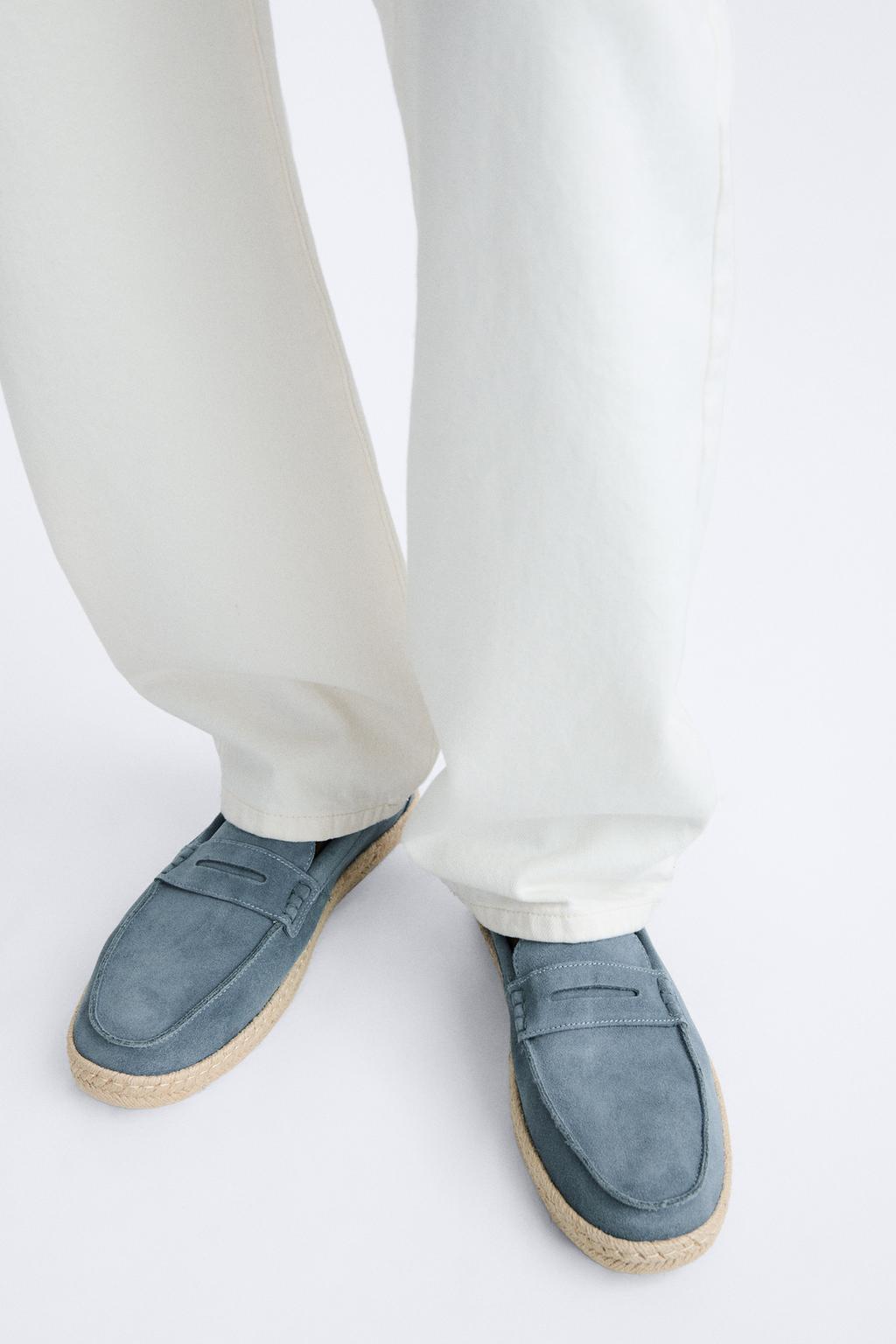 SPLIT LEATHER ESPADRILLE LOAFERS