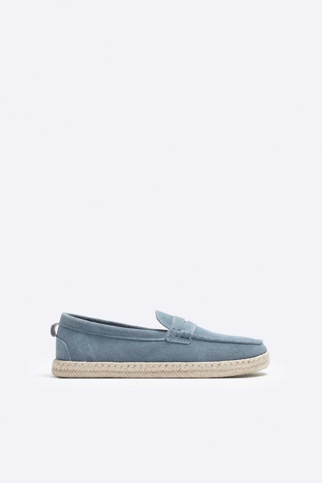 SPLIT LEATHER ESPADRILLE LOAFERS