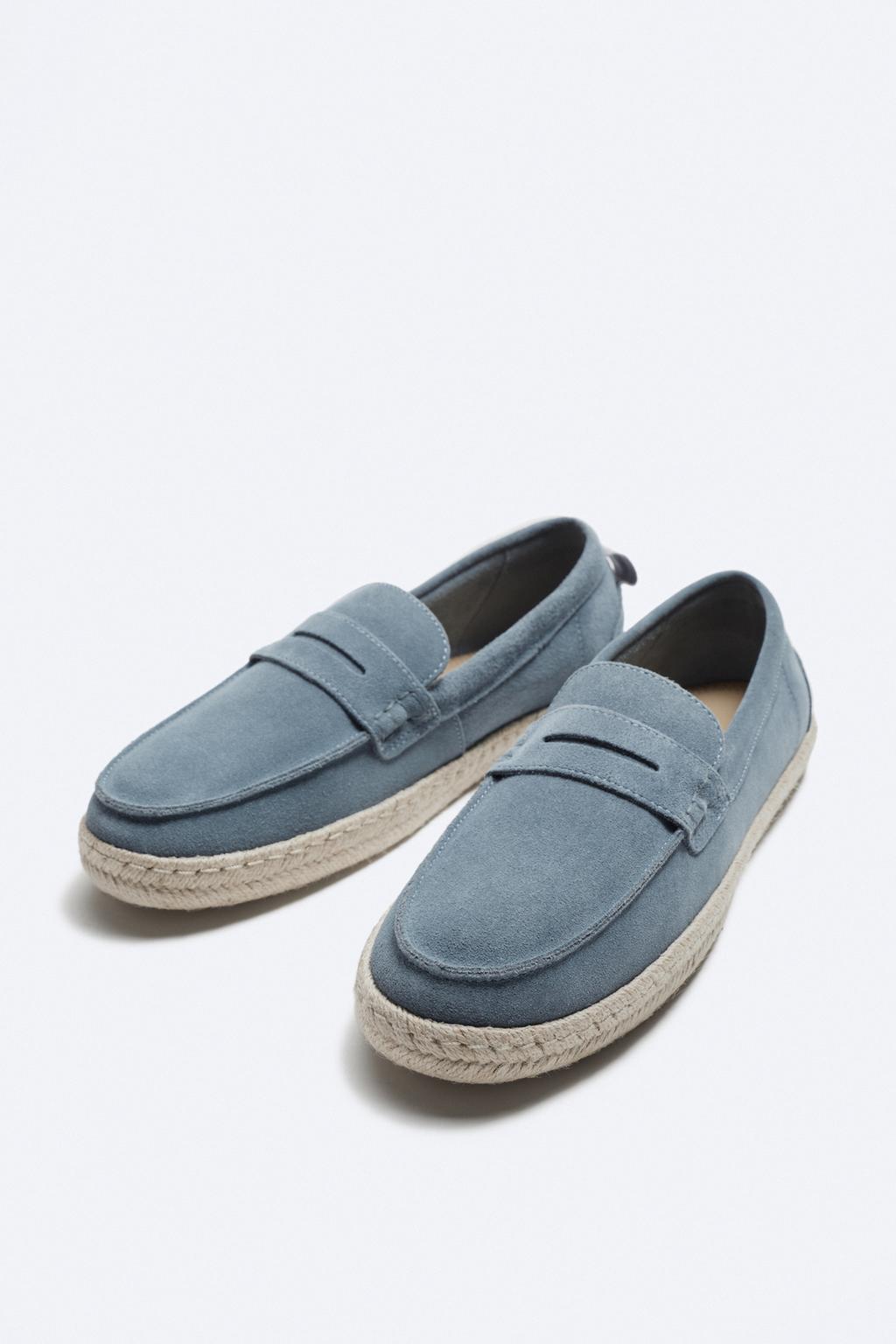 SPLIT LEATHER ESPADRILLE LOAFERS