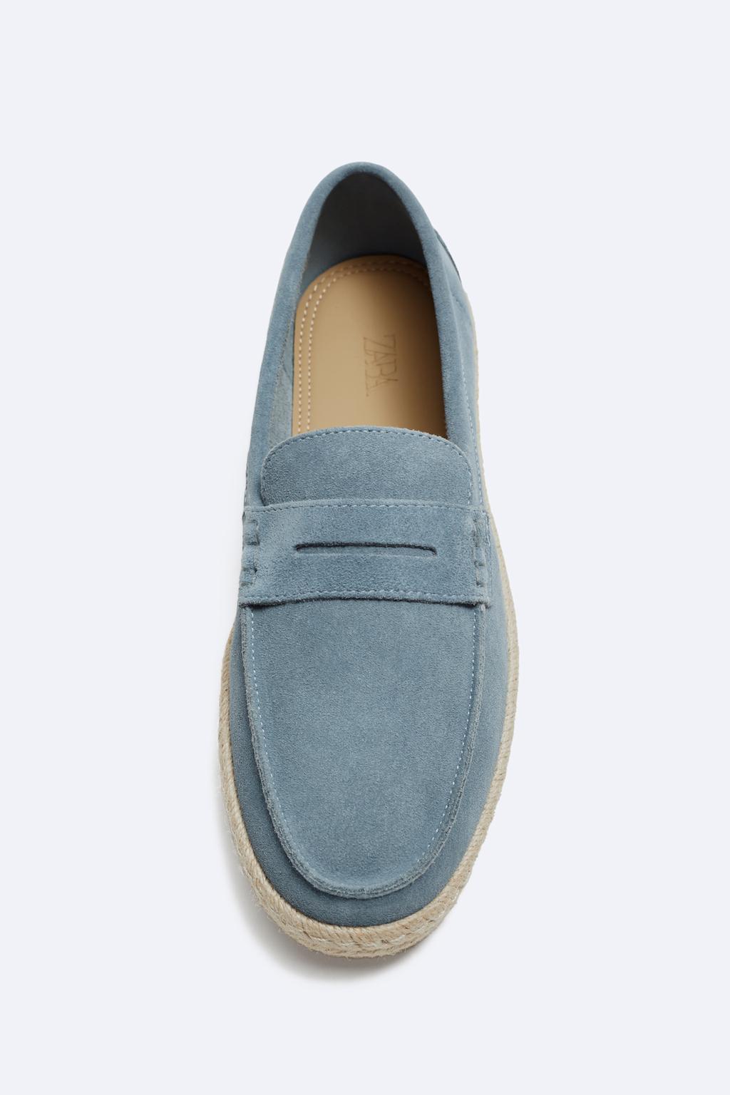 SPLIT LEATHER ESPADRILLE LOAFERS