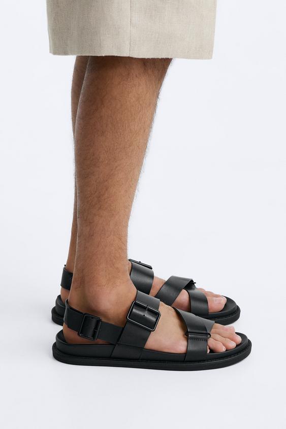 Zara BUCKLED LEATHER  SANDALS