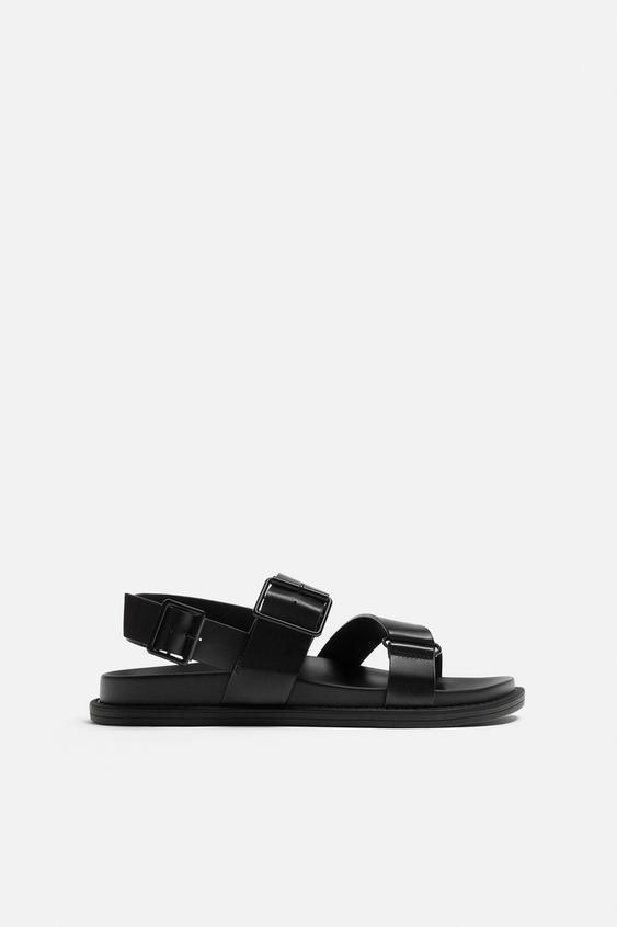 Zara BUCKLED LEATHER  SANDALS