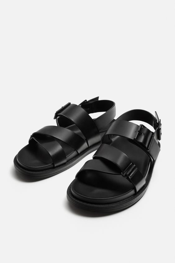 Zara BUCKLED LEATHER  SANDALS