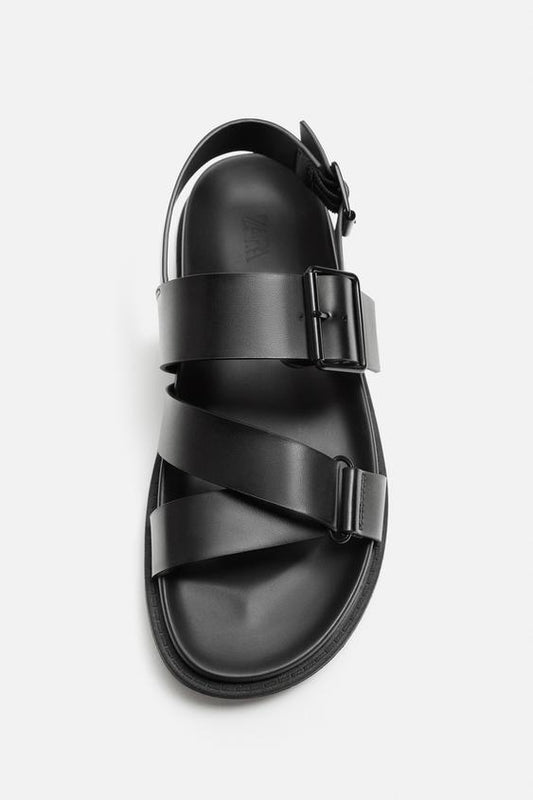 Zara BUCKLED LEATHER  SANDALS