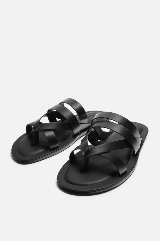 Zara STRAPPY SANDALS - Black