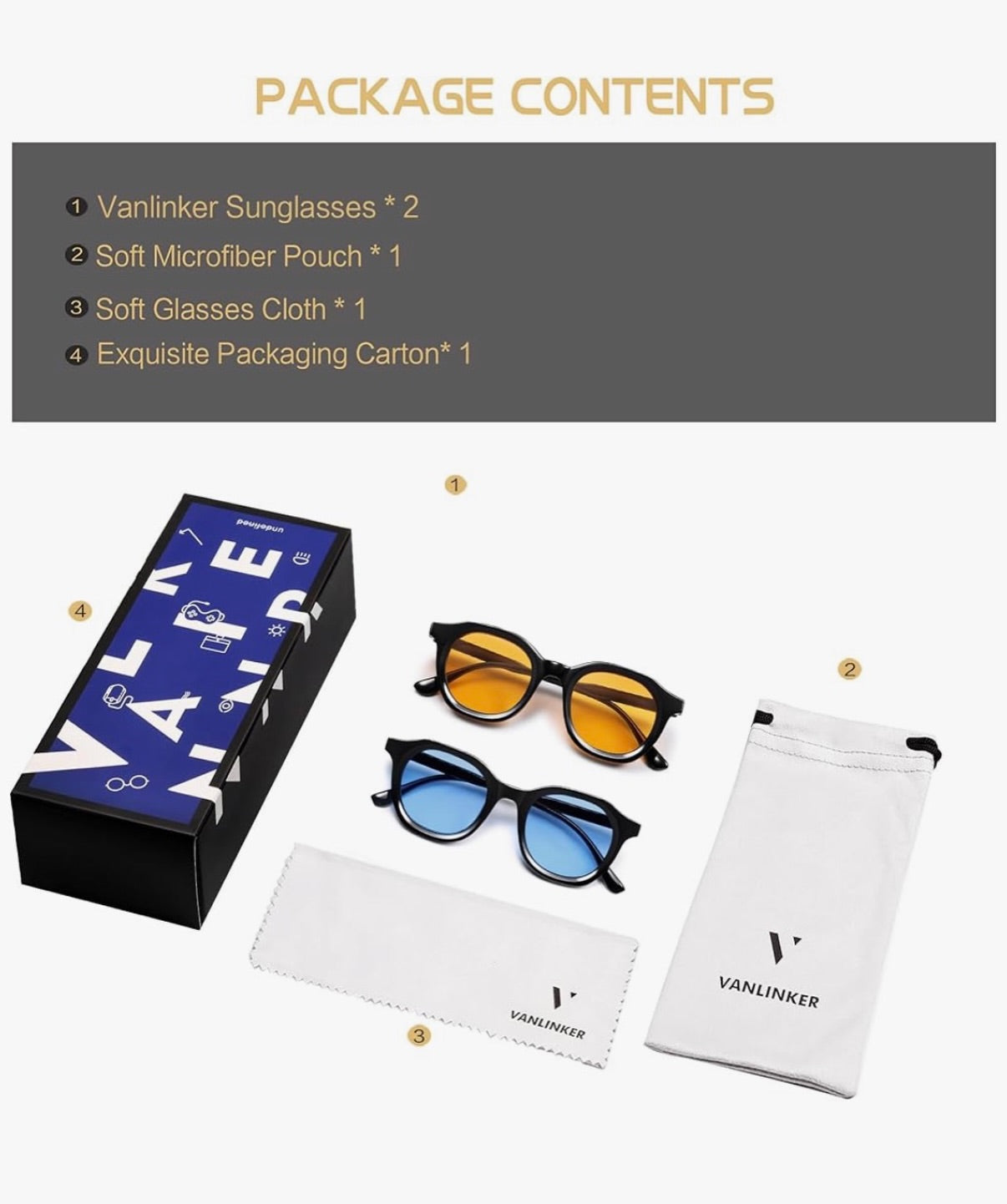 Retro Round Sunglasses for Men Women Vintage Circle Shades (Blue and Orange)