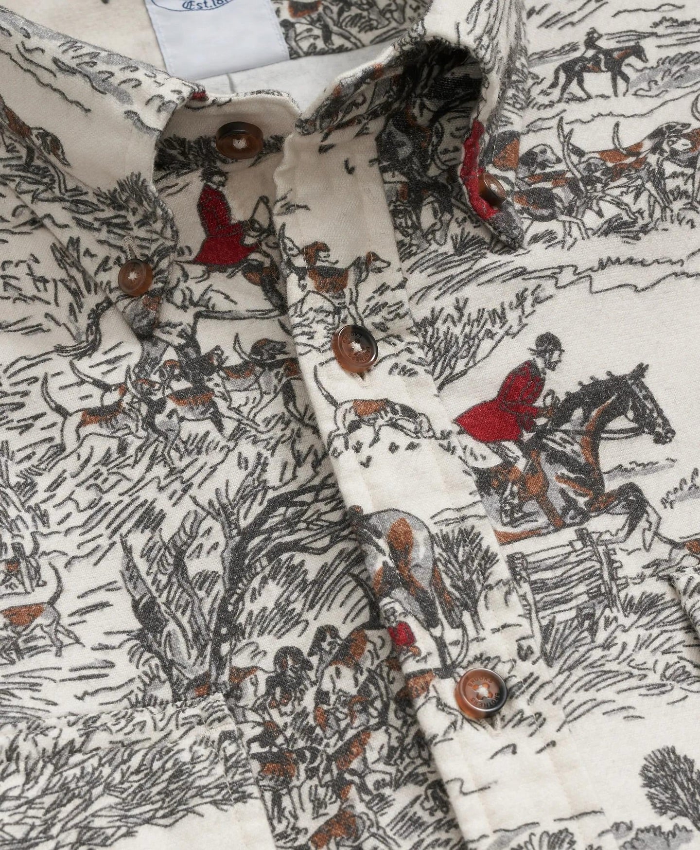 Brooks Brothers Cotton Flannel Archive Equestrian Print Sport Shirt