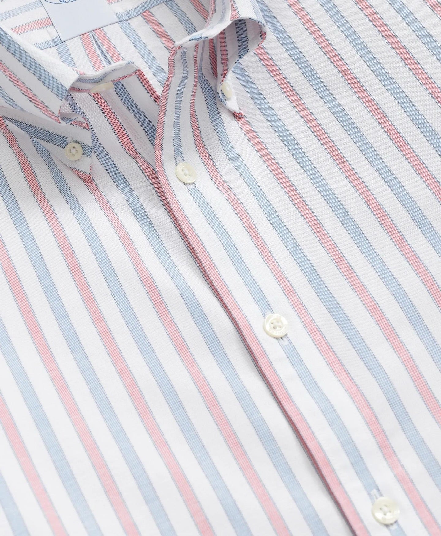 Brooks Brothers Stretch Cotton Non-Iron Oxford Polo Button Down Collar, Outline Stripe Shirt