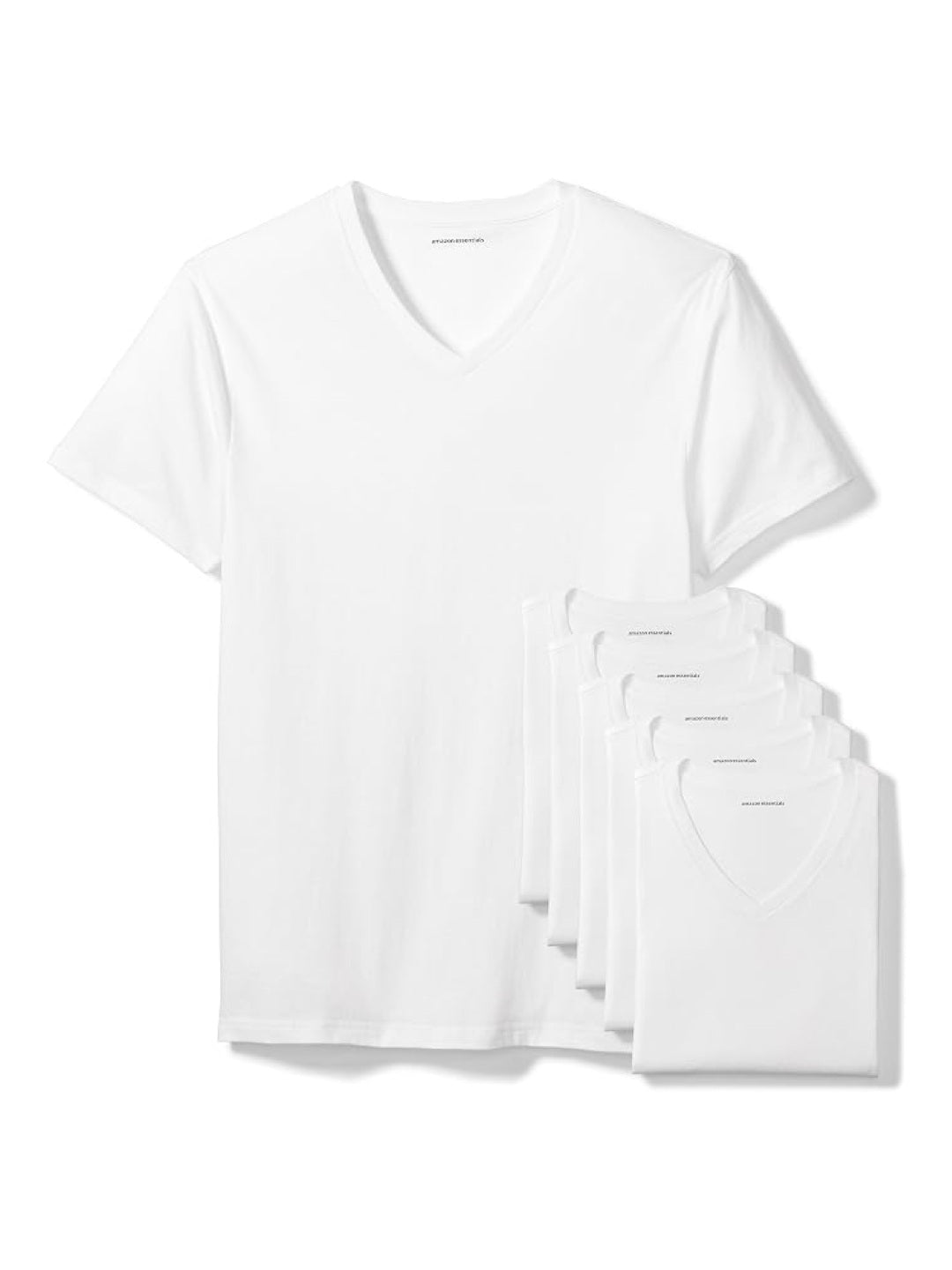 6 Pack Men's Slim Fit V-Neck Undershirt, Breathable Cotton, Amazon Essentials.