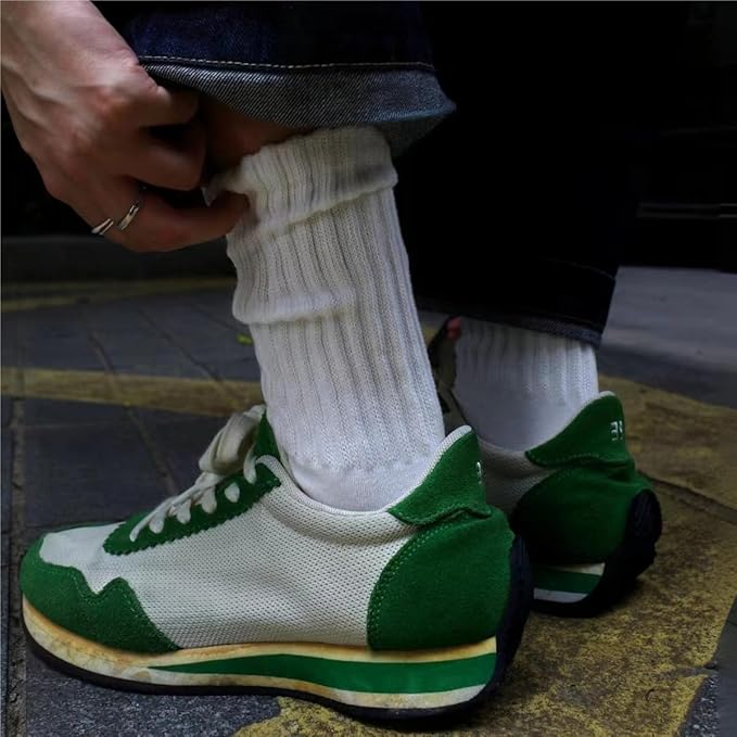 4 Pairs Natural 98% Cotton Crew Socks - Seamless, Breathable, Cozy Fall & Winter Socks for Women & Men