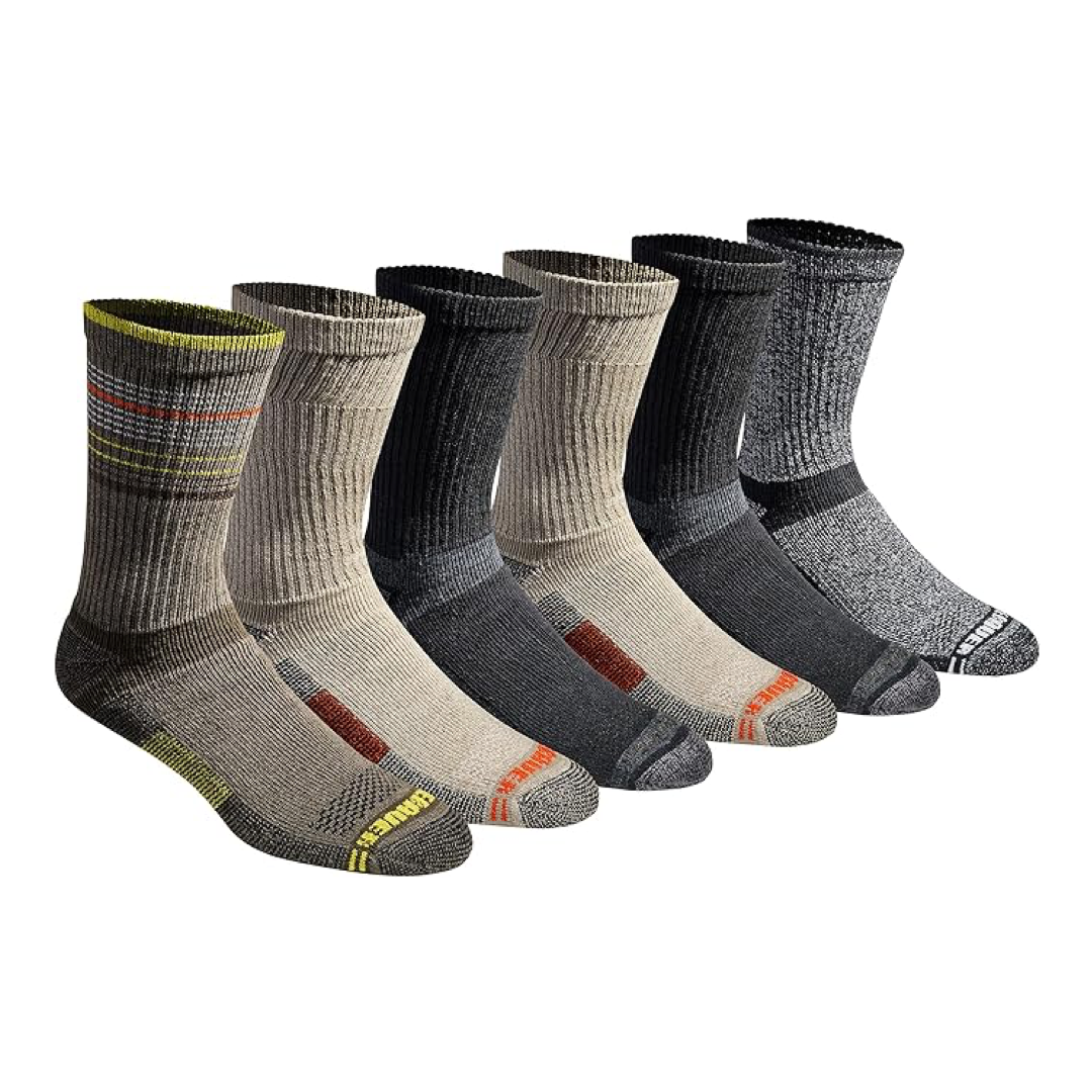 6 in a pack Eddie Bauer Mens Dura Dri Moisture Control Crew Socks