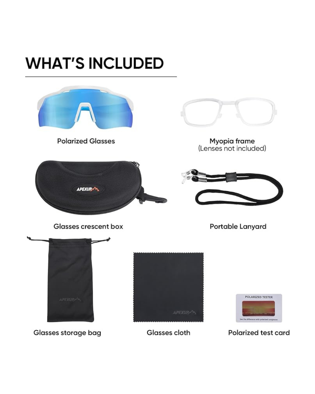 APEXUP Sports Polarized Sunglasses for Men Women, UV400 Protection Men's Sunglasses for Cycling, Running, Hiking etc