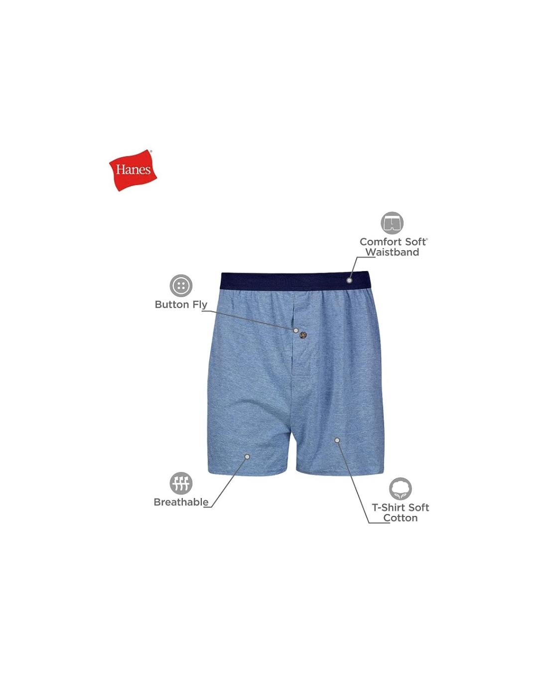 6 pack Hanes mens Underwear Boxers Pack, Cool and Breathable Cotton Underwear, Exposed and Comfortflex Waistbands, Multi-pack