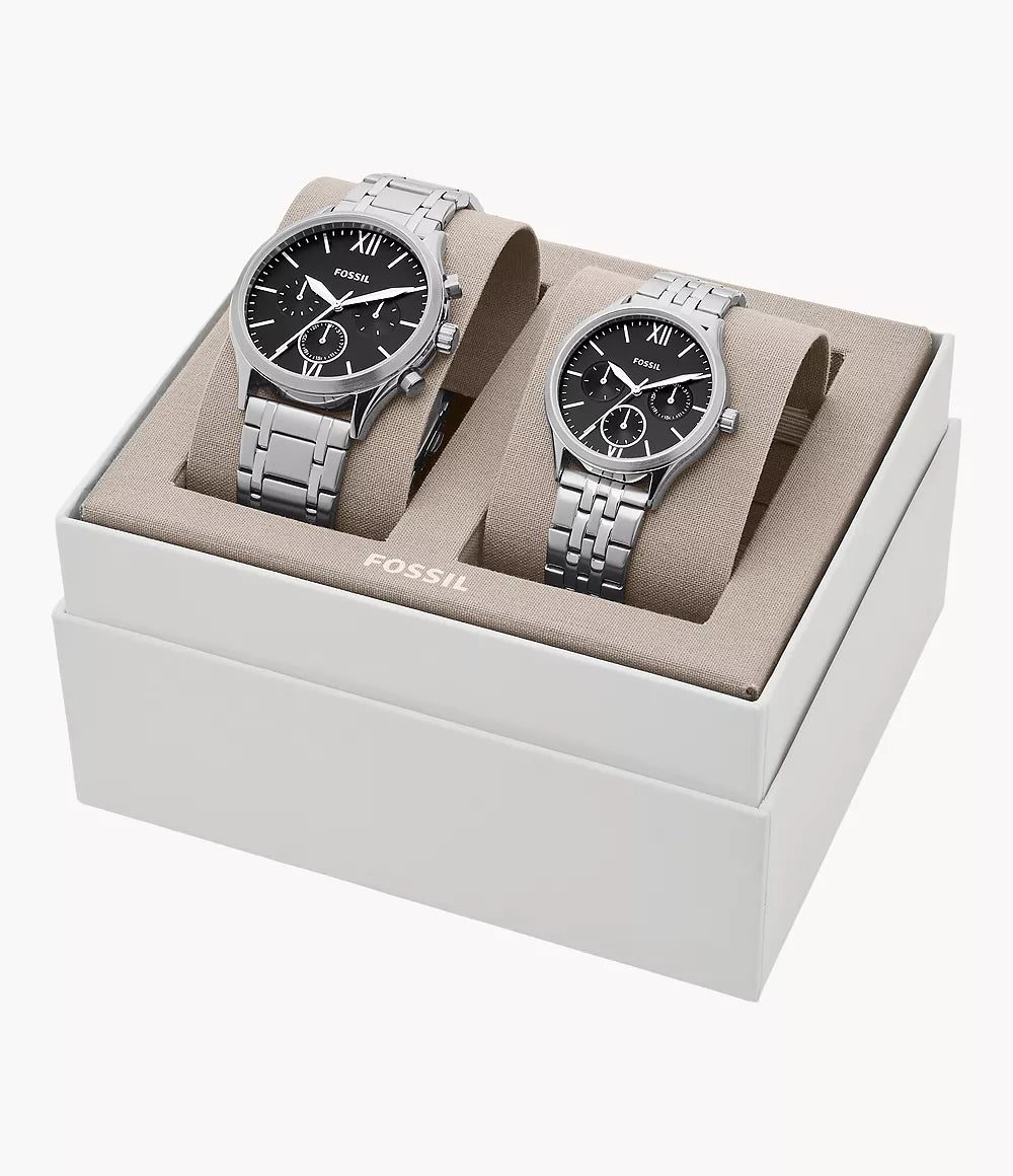 His and Her Fenmore Multifunction Stainless Steel Watch Gift Set