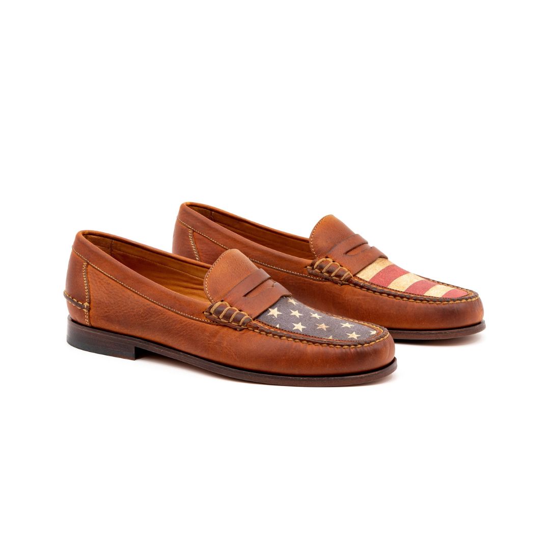 ALL AMERICAN SADDLE LEATHER PENNY LOAFERS - RUST