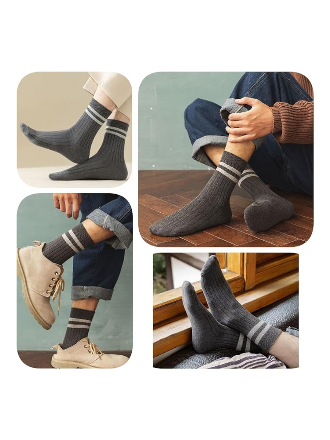 Mens Athletic Cotton Socks Five Pack Ankle Sock