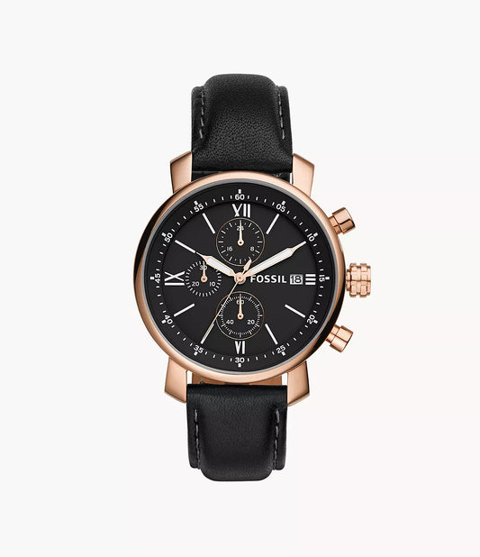 Rhett Chronograph Black Leather Watch