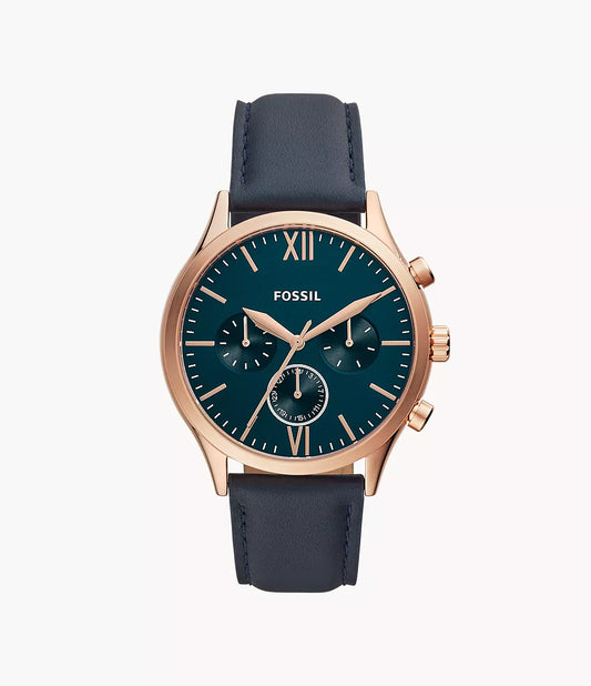 Fenmore Multifunction Navy Leather Watch