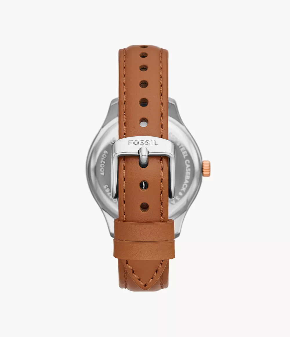 Fossil Rye Multifunction Brown Leather Watch