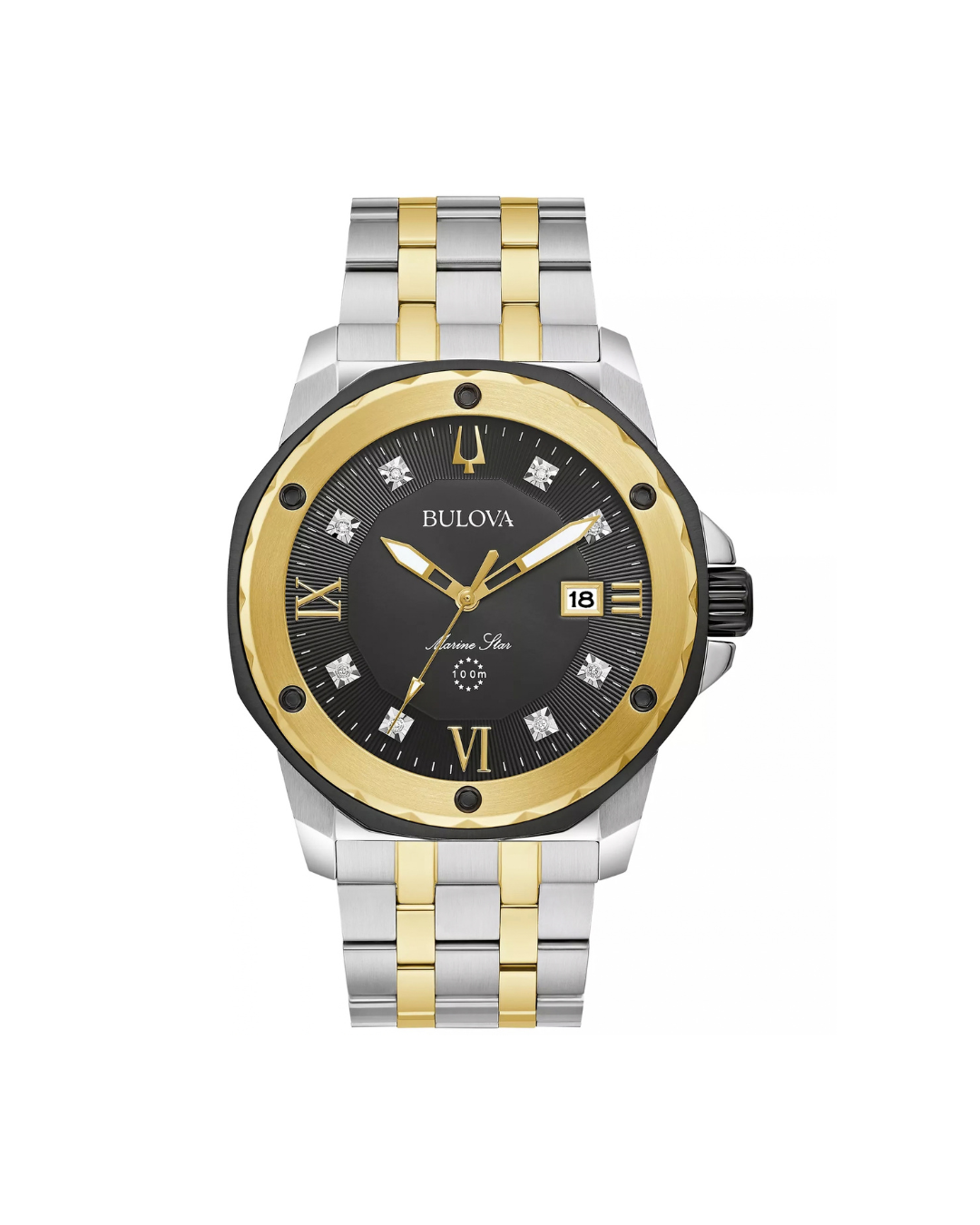 Bulova Men's Marine Star Diamond Accent Two-Tone Stainless Steel Bracelet Watch 44mm