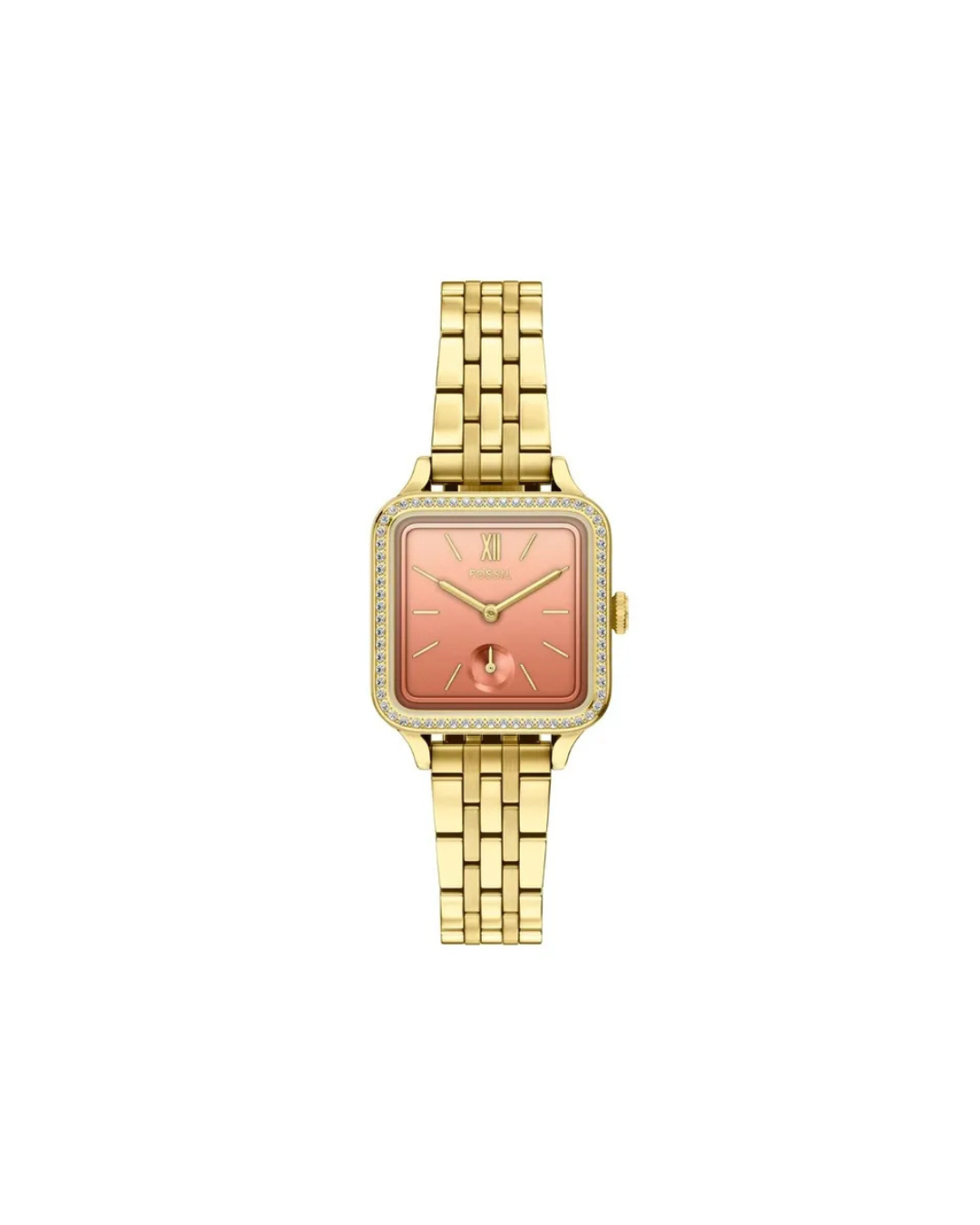 Colleen Gold Stainless Steel Watch with Peach Square Dial 28mm - BQW8043 (Ladies)