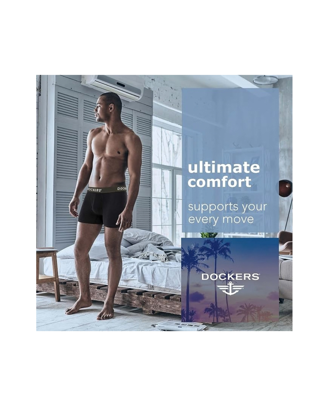 DOCKERS Men's Breathable Cotton Boxer Briefs, Pack of 5