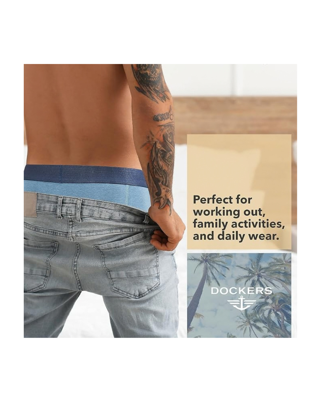 DOCKERS Men's Breathable Cotton Boxer Briefs, Pack of 5