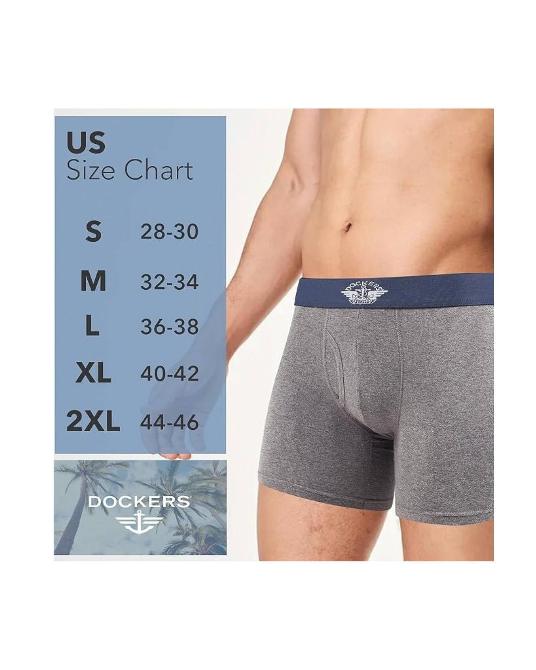DOCKERS Men's Breathable Cotton Boxer Briefs, Pack of 5