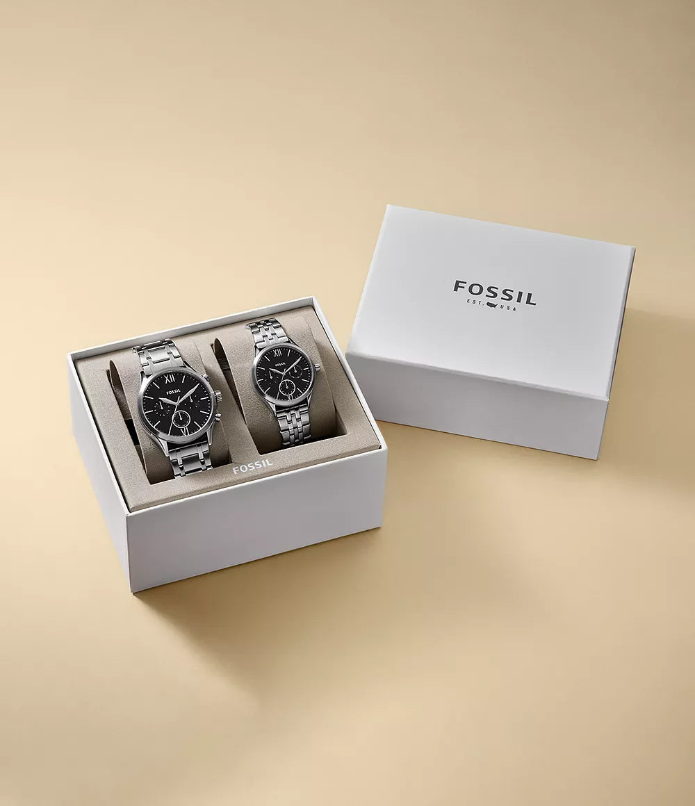 His and Her Fenmore Multifunction Stainless Steel Watch Gift Set