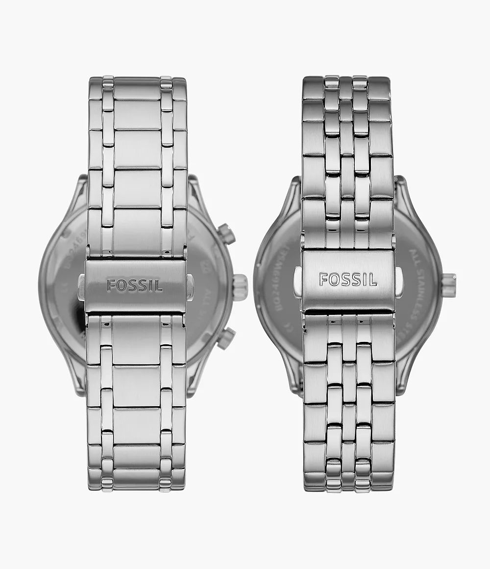 His and Her Fenmore Multifunction Stainless Steel Watch Gift Set