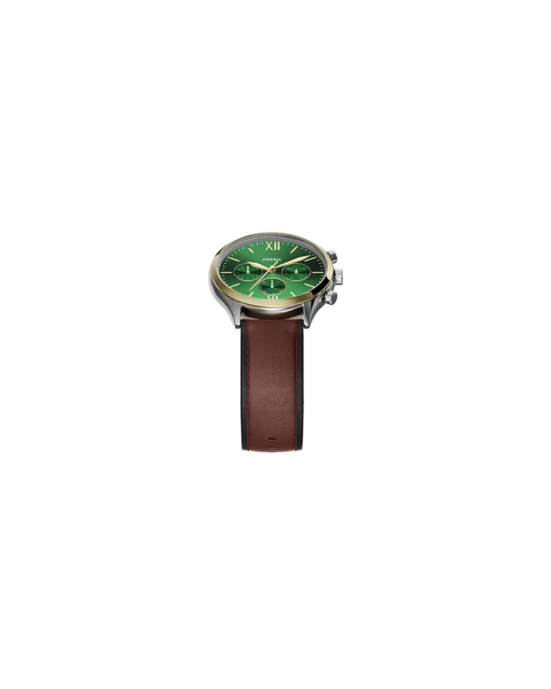 Fenmore Multifunction Brown Leather Watch with Green Dial 44mm