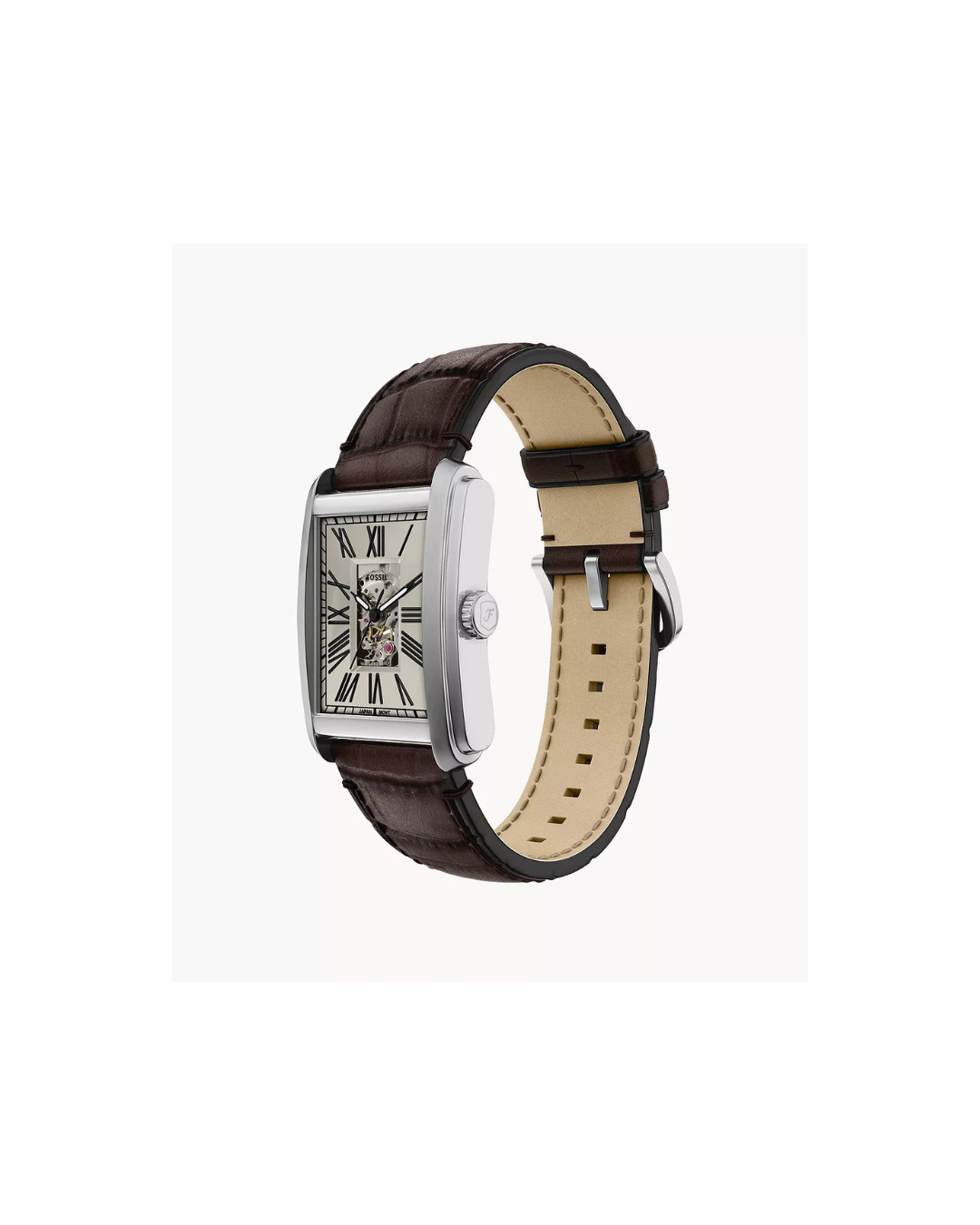Fossil Carraway 30 mm Automatic Brown Croco Leather Watch