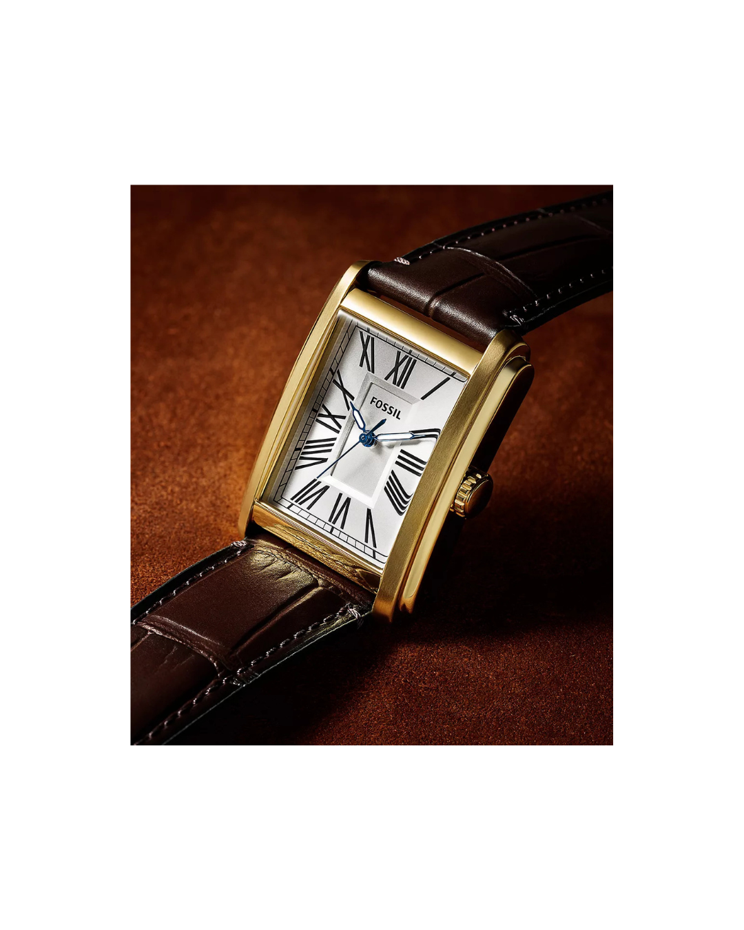 Fossil Carraway 30mm Three-Hand Brown Croco Leather Watch